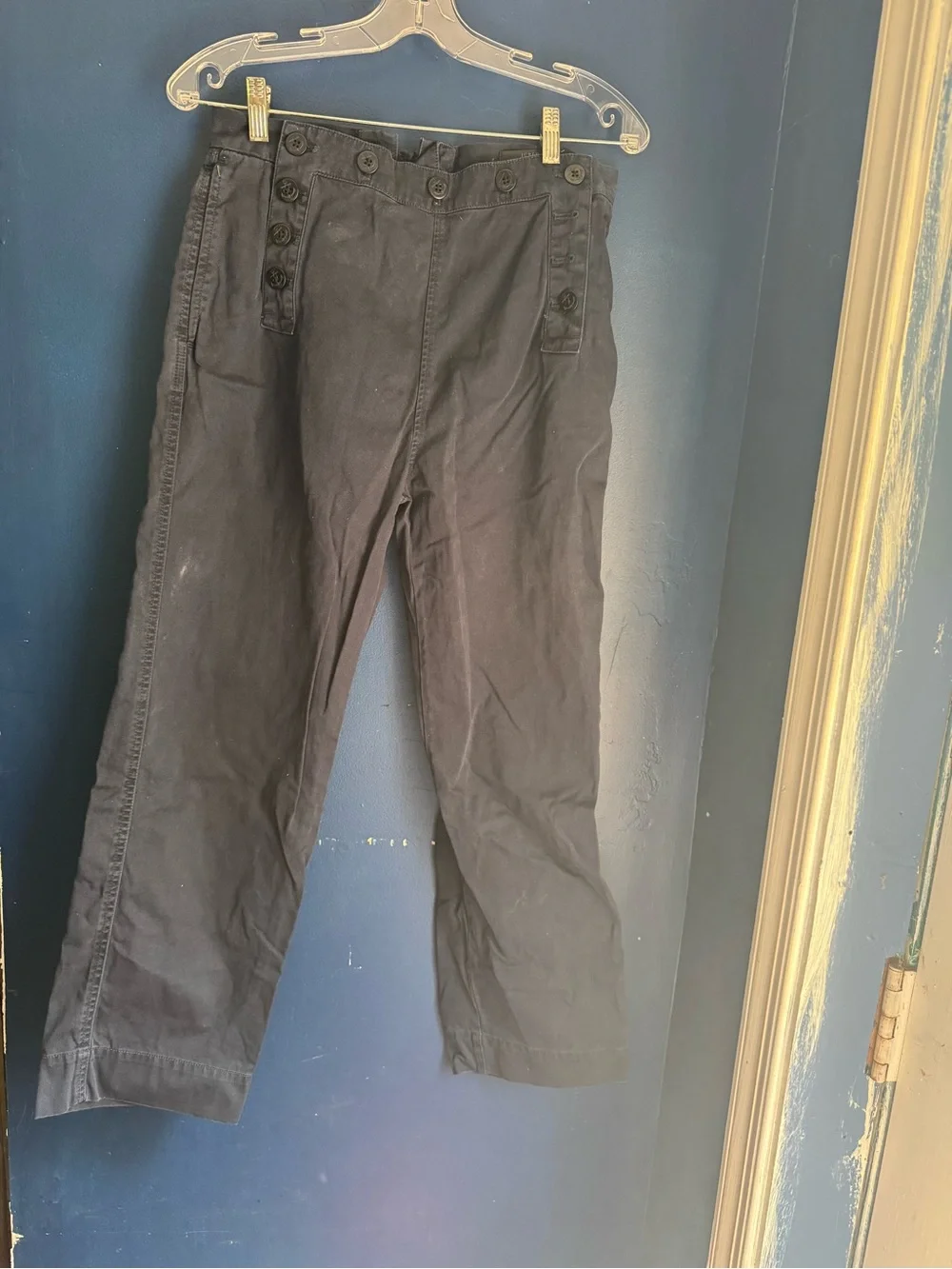 J. Crew Black Straight-Leg Button-Front Pants